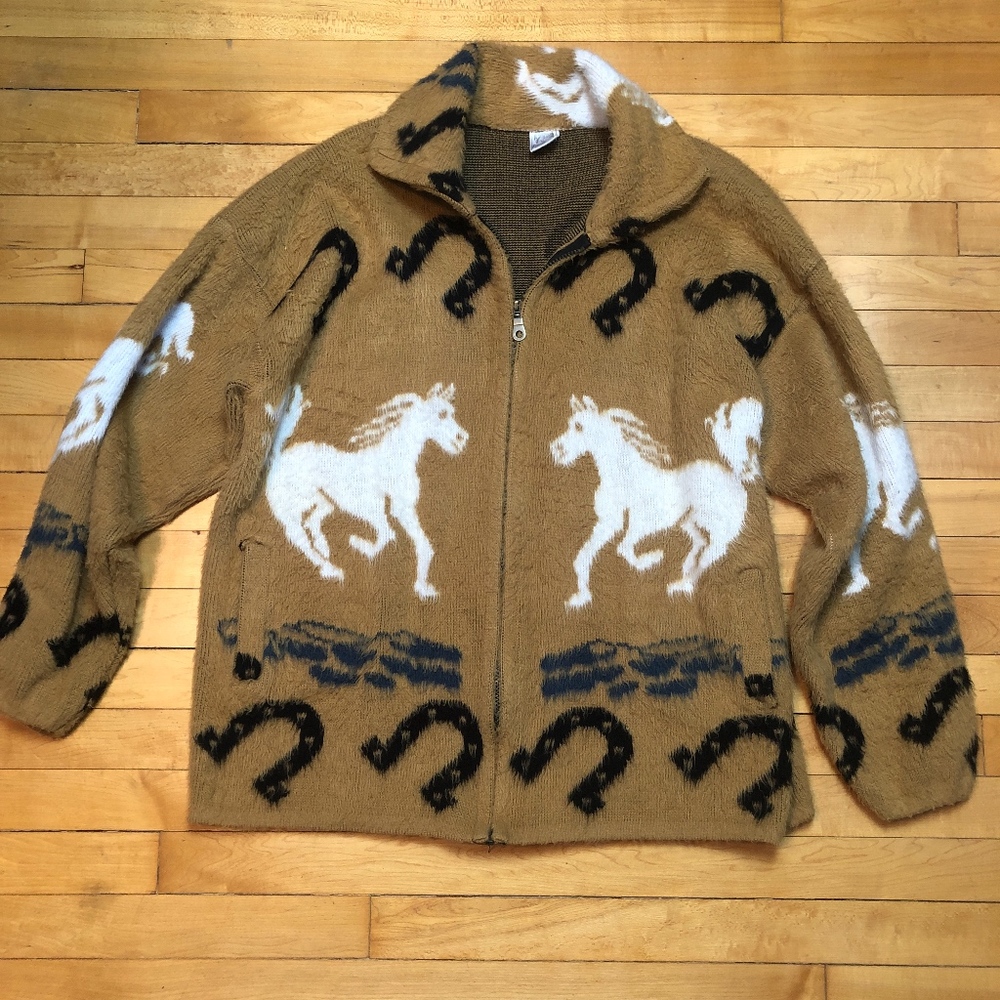 Yarina Zip Front Ecuadorian Wool Horse Cardigan